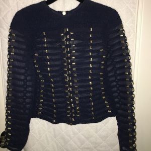 Balmain x H&M Navy blue rope braided top